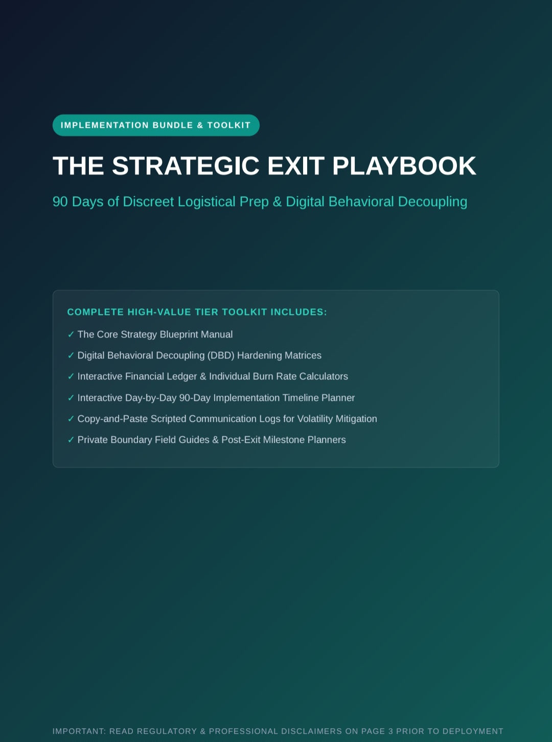 The Strategic Exit Playbook and Tool Kit