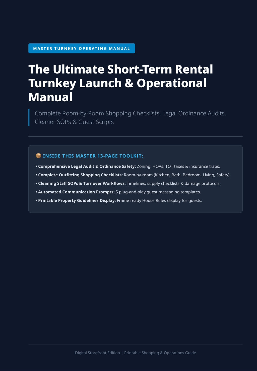The Ultimate Short-Term Rental Turnkey Launch &amp; Operational Manual